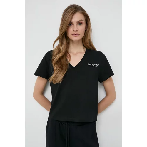 Karl Lagerfeld Pamučna majica za žene, boja: crna
