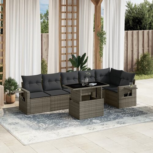 vidaXL 7-dijelni set vrtnih sofa sivi od poliratana Cijene