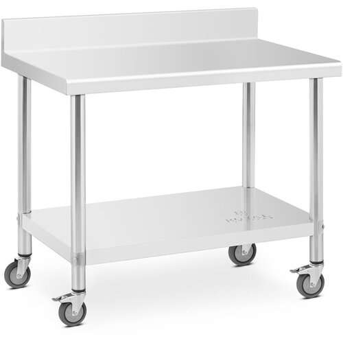 Royal Catering Miza, stenska delovna plo&scaron;ča z robom, na kolesih, 1 polica, 100 x 60 cm, do 155 kg, (21831594) Cene