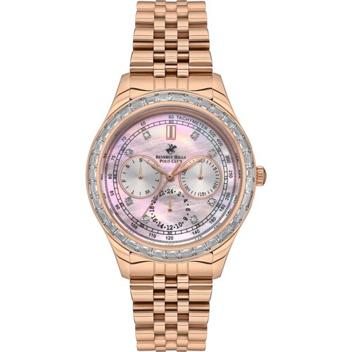 Beverly Hills Polo Club Ženski ručni sat, Kvarcni mehanizam, 36mm, Sedefasto kućište, Roze- zlatne boje, BP3563X.480 Cene