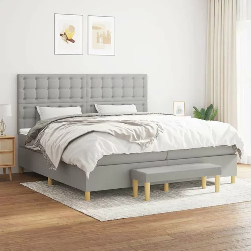  Box spring postelja z vzmetnico svetlo siva 200x200 cm blago, (20900843)