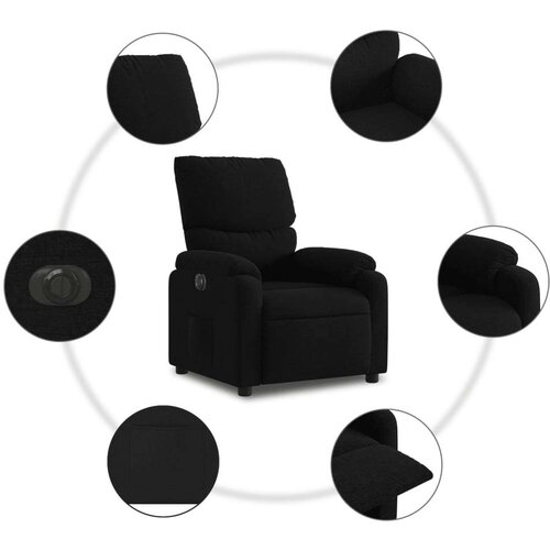 VidaXL Električni naslonjač od tkanine crni Slike