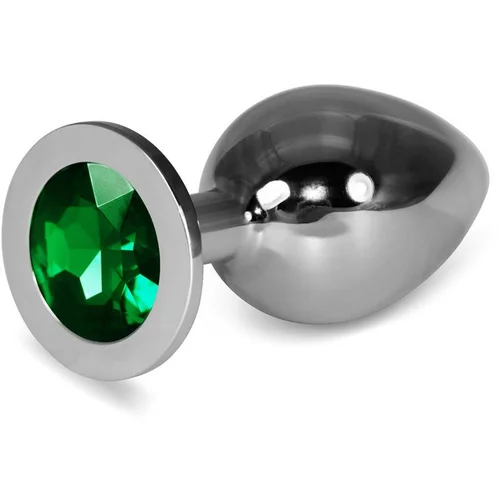 Lovetoy Plug Anal Metal Rosebud Classic z zeleno velikostjo dragulja L, (21077615)