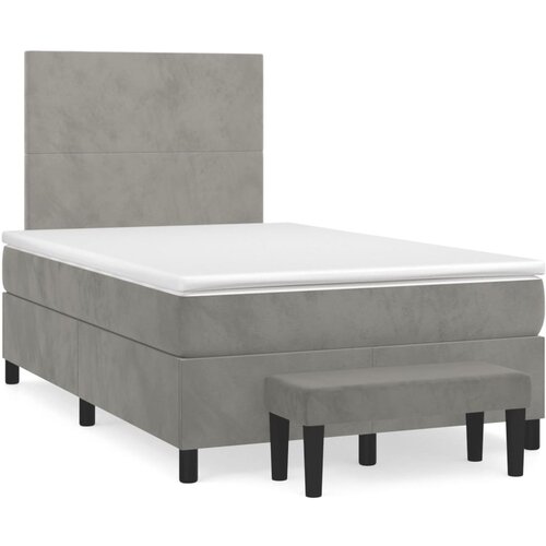 Maison Chic Box spring postelja - Vzmetna postelja z vzmetnico svetlo siva 120x200 cm žamet SL20664, (21893426) Cene