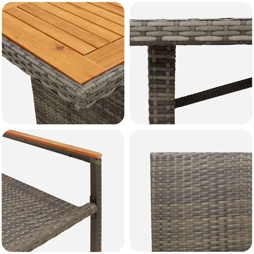  Vrtni set za objed 9 kom. Siva poliratan 190 x 80 x 75 cm Slike