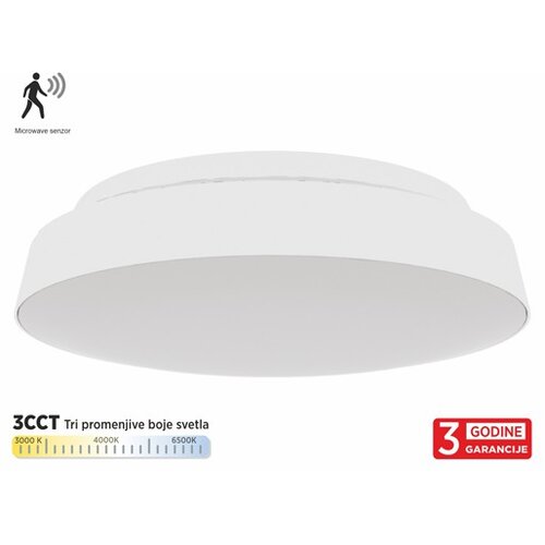Mitea Lighting LED plafonjera bela 20W 3CCT DIP switch 3000/4000/6500K IP20 fi230mm okrugla sa microwave senzorom pokreta 3Y M205790 Cene