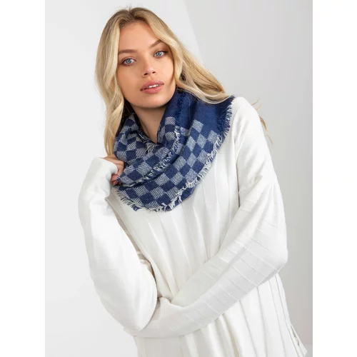 Fashion Hunters Women's navy blue and white winter scarf with wool