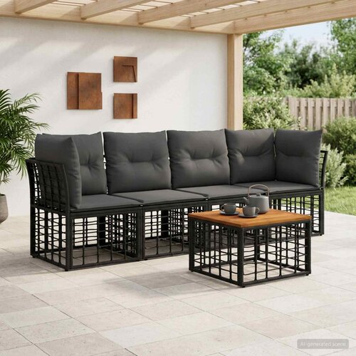  Set vanjskih sofa 5 pcs Crna i tamno siva Poliester Cene