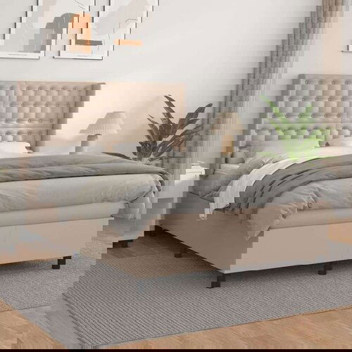  Box spring postelja z vzmetnico kapučino 140x200cm umetno usnje, (20896432) Slike
