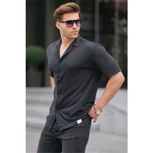 Madmext Men's Black Short Sleeve Shirt 6728