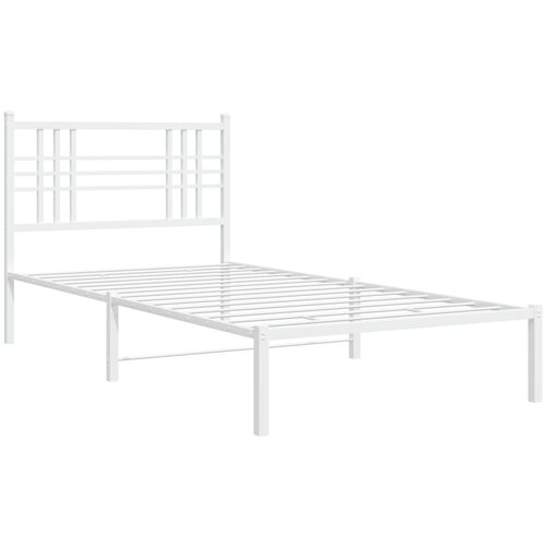  Metalni okvir za krevet s uzglavljem bijeli 100x200 cm Slike