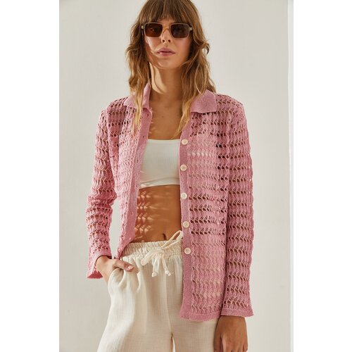 Bianco Lucci Women's Openwork Cardigan Slike