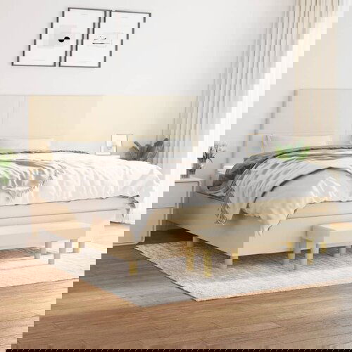  The Living Store Box spring postelja z vzmetnico krem 180x200 cm blago - Box Spring Postelja, (21457876) Slike
