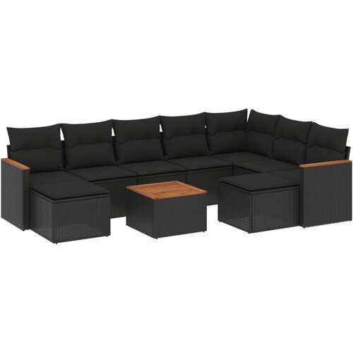 vidaXL 10-dijelni set vrtnih sofa s jastucima crni od poliratana Cijene