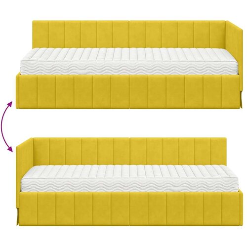 VidaXL kutni okvir kreveta s madracem žuta 80 x 200 cm bar&amp;scaron;un Slike