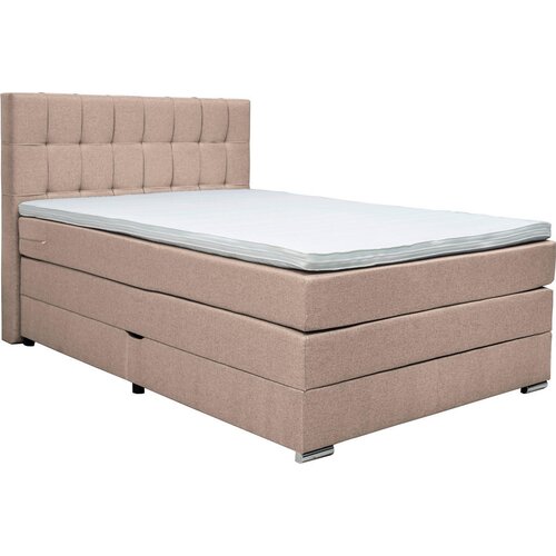 CARRYHOME POSTELJA BOXSPRING 140 cm x 200 cm , tekstil svetlo rjava Cene