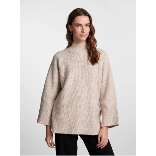 Pieces Beige Women's Ribbed Oversize Sweater Jade - Women's