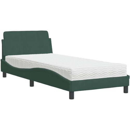 VidaXL Krevet s madracem tamnozeleni 90x190 cm bar&amp;scaron;unasti Slike