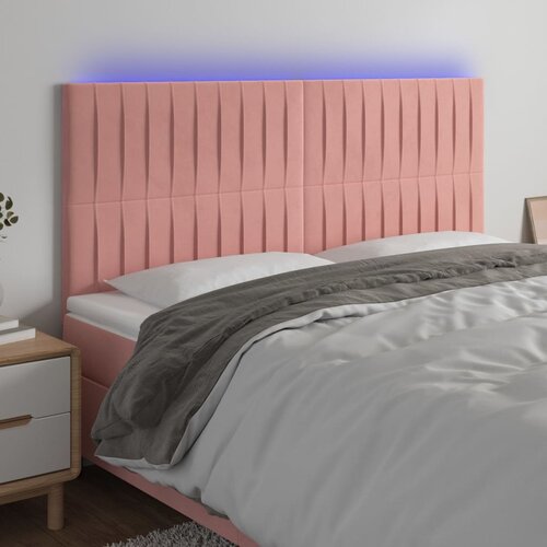 The Living Store LED posteljno vzglavje roza 180x5x118/128 cm žamet - LED Vzglavje, (21659636) Slike