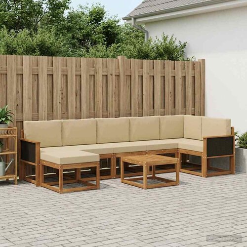  Set vanjskih sofa s jastukom 8 pcs Prirodna i bež Poliester Slike