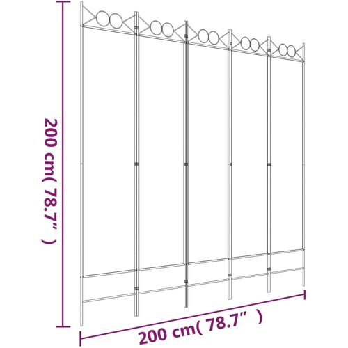  pregrada s 5 panela bijela 200 x 200 cm od tkanine Slike