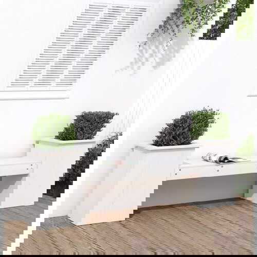  The Living Store Klop z visoko gredo bela 184,5x39,5x56,5 cm trdna borovina - Klop Z Visoko Gredo, (21440717) Slike