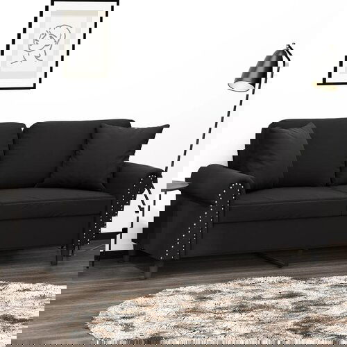 VidaXL Dvosjed s ukrasnim jastucima crni 140 cm bar&amp;scaron;unasti Slike
