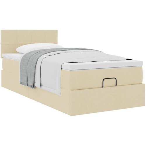  Otomanski krevet s madracem krem 100x200 cm tkanine Slike