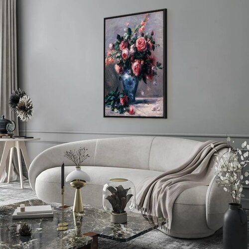  Slika - Pierre-Auguste Renoir &amp;ndash; Vase of Roses 80x120 U crnom drvenom okviru Slike