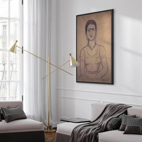  Slika - Frida Kahlo &amp;ndash; Self-Portrait 1929 (charcoal drawing) 80x120 U crnom drvenom okviru Slike