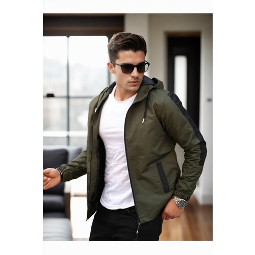 Dewberry 84690 Seasonal Mens Jacket-KHAKI-BLACK Cene