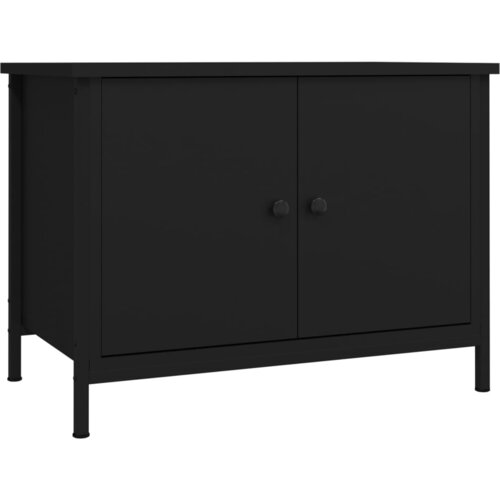 Maison Chic TV omarica - TV stojalo - Televizijska omarica z vrati črna 60x35x45 cm inženirski les, (21698853) Slike