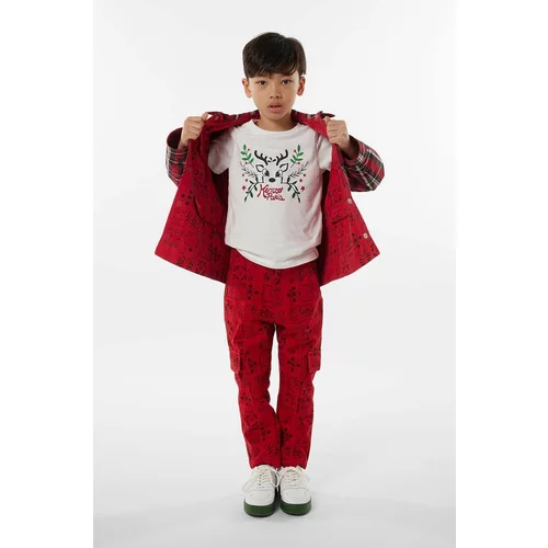 Kenzo Kids Otroška bombažna kratka majica bež barva