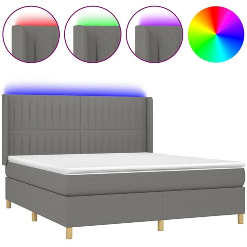  box spring s madracem LED tamnosivi 160x200 cm tkanina Slike