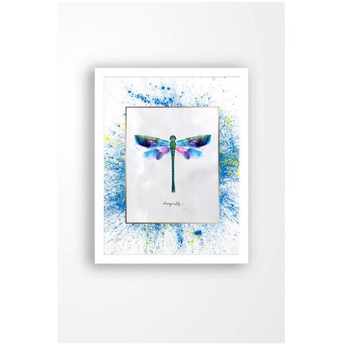 Tablo Center zidna slika na platnu s bijelim okvirom Dragonfly, 29 x 24 cm Slike