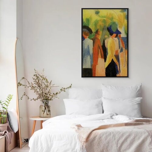  Slika - August Macke &amp;ndash; Walker under trees (Walker in the park) 40x60 U crnom drvenom okviru Slike