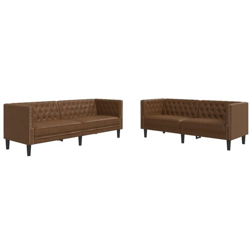 vidaXL Komplet Chesterfield kavčev 2-delna rjavo umetno usnje, (21749192) Cene