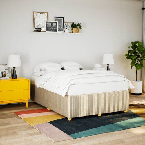 VidaXL Posteljni okvir brez vzmetnice krem 160x200 cm blago Slike