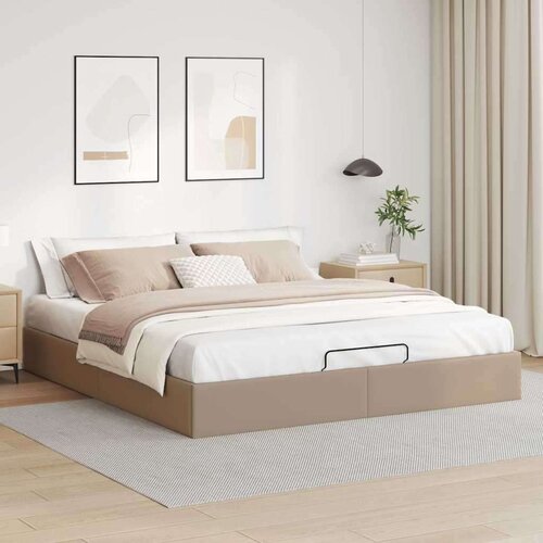 VidaXL okvir kreveta bez madraca cappuccina 180x200 cm od umjetne kože Slike