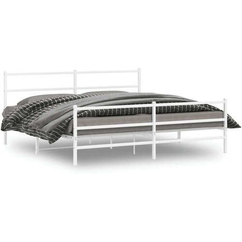 VidaXL Metalni okvir kreveta uzglavlje i podnožje bijeli 193 x 203 cm Slike