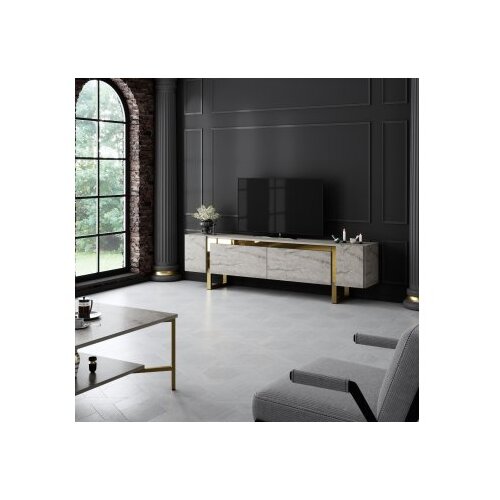 Hanah home TV komoda Yildiz, 180x50x30 cm, Sivo-Zlatne boje Slike