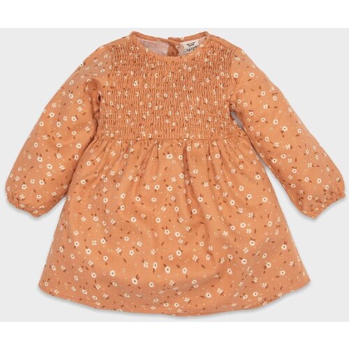 Defacto Baby Girl Floral Long Sleeve Button Down Twill Dress Slike