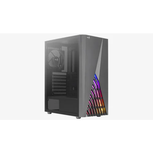 Aero Cool DELTABKV1 ATX PC Case RGB Front Full Side Window 12cm Fan Black