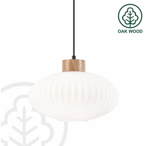 Viseći luster na sajli HARMONY 1xE27/15W/230V, prečnik 30 cm, bela/hrast Slike