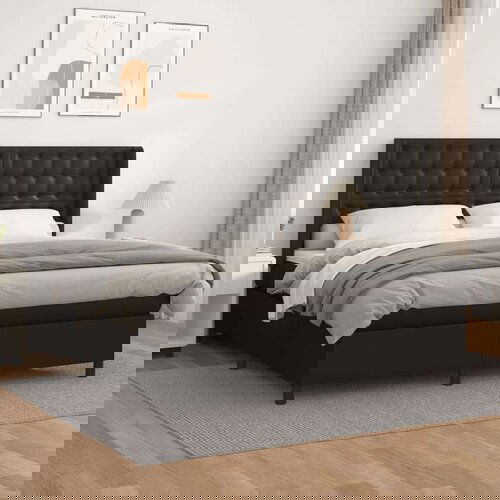  Box spring postelja z vzmetnico črn 180x200 cm umetno usnje, (20788939) Slike