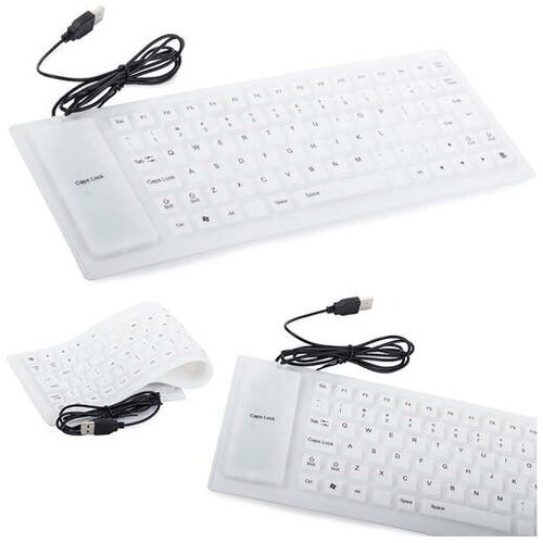 VERKGROUP VERK GROUP tanka vodoodporna USB silikonska tipkovnica - zložljiva 35cm bela 06179_B Cene