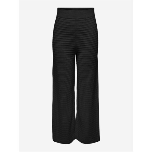 Only Black Women's Ribbed Wide Trousers Cata - Women Cene