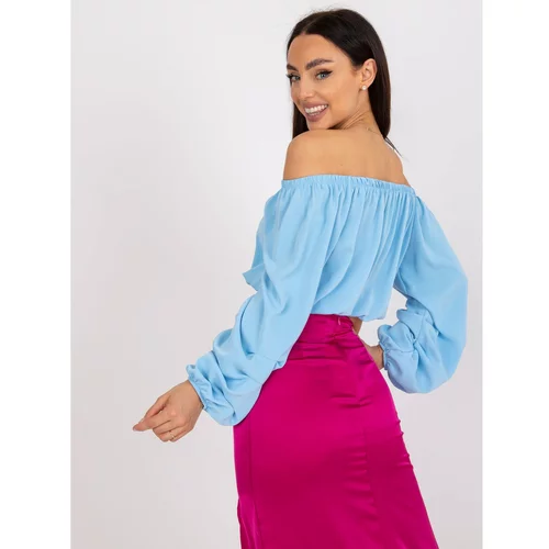 Fashion Hunters Light blue smooth Spanish blouse with long sleeves from Nineli
