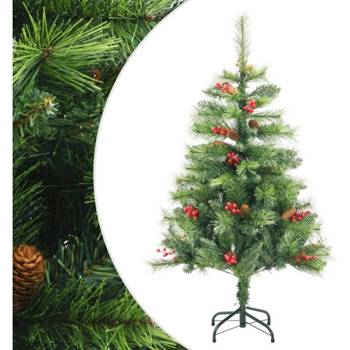 VidaXL Umetna novoletna jelka s storži in jagodami 150 cm Slike