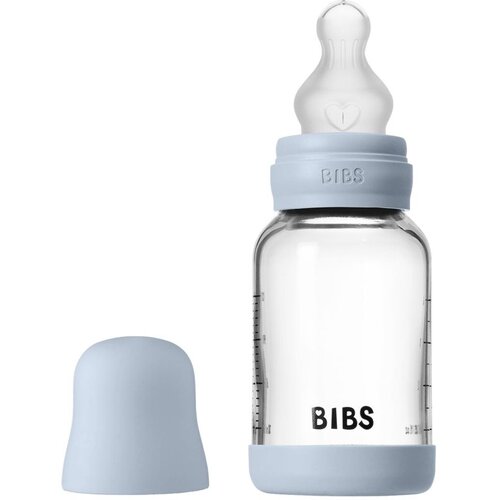 Bibs Baby Glass Bottle Silicone bočica protiv kolika sa silikonskim usnikom Baby Blue 120 ml Slike